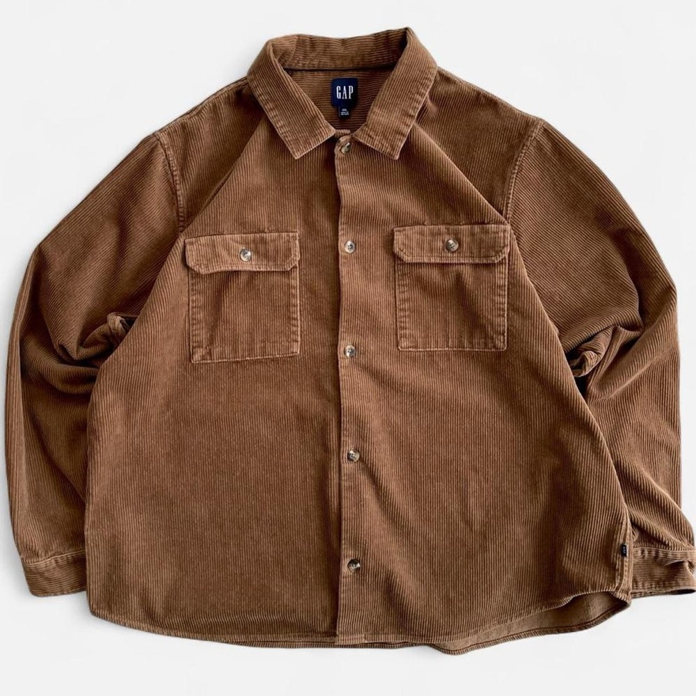 GAP Men’s Brown Corduroy Long Sleeve Button Down Shirt XXL - Picture 1 of 5